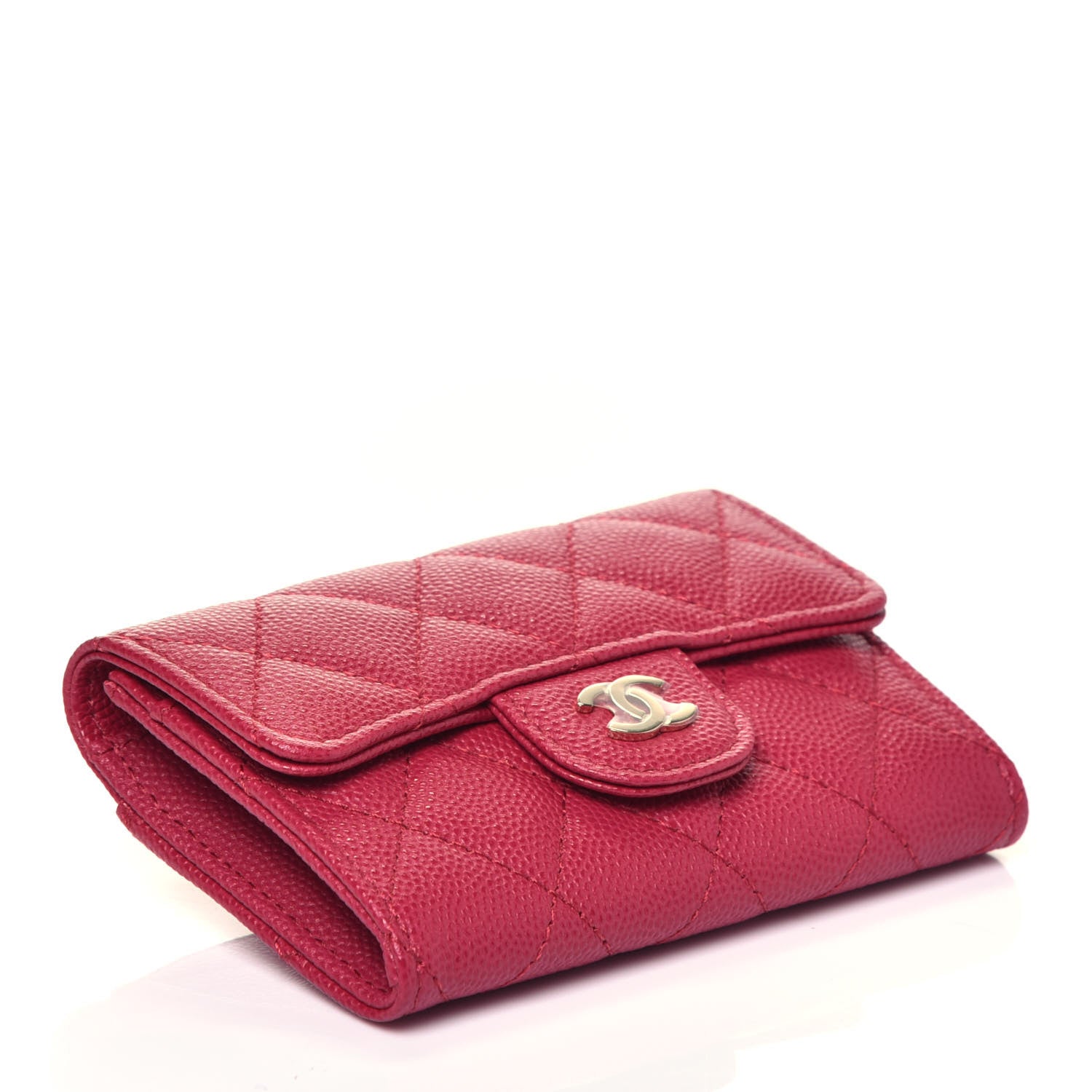 Chanel Caviar Quilted Flap Card Holder Wallet Dark Pink 4 of 9