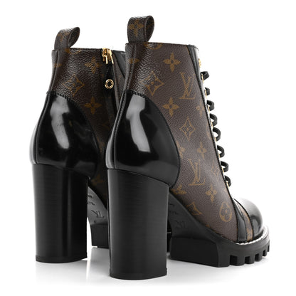 Louis Vuitton Patent Calfskin Monogram Star Trail Ankle Boots 37.5 Black 5 of 11