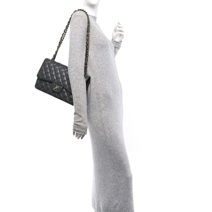 Chanel Lambskin Quilted Jumbo Double Flap Dark Grey 2 of 10