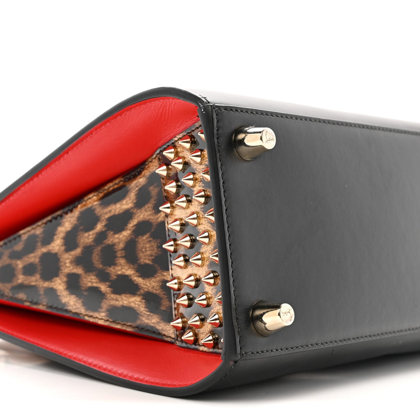Calfskin Patent Leopard Studded Small Paloma Black
