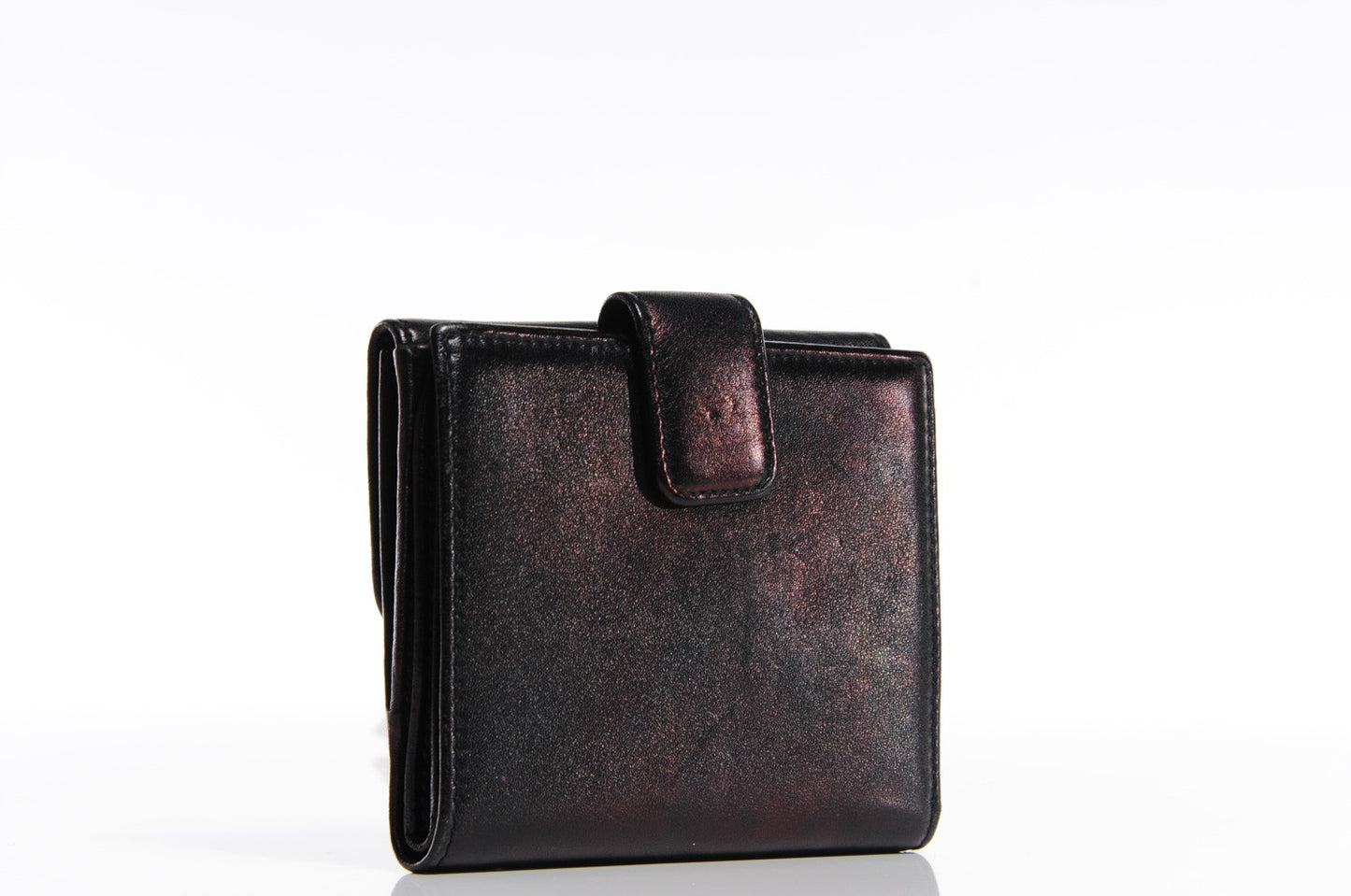 Calfskin Britt French Flap Wallet Black