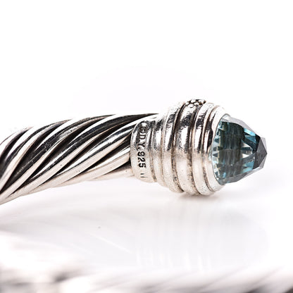 David Yurman Sterling Silver Blue Topaz Diamond 10mm Cable Classics Bracelet 5 of 7