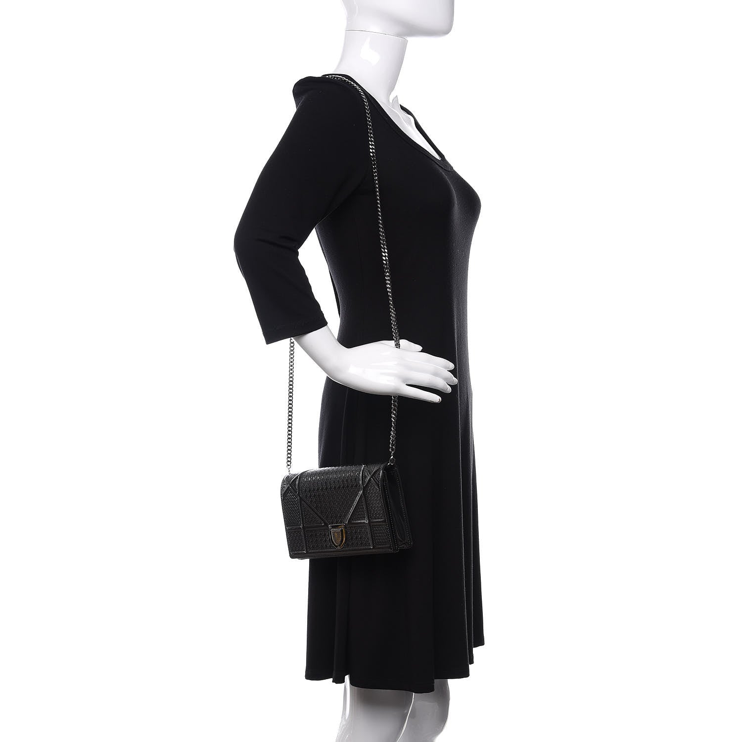 Christian Dior Metallic Patent Micro-Cannage Small Diorama Flap Bag Silver 2 of 10