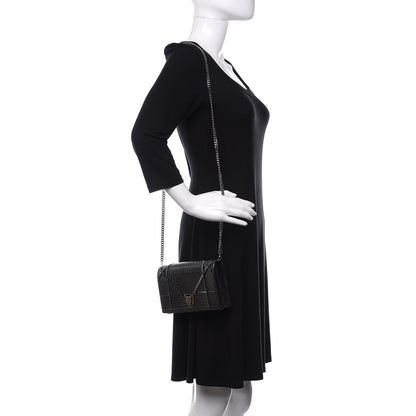 Christian Dior Metallic Patent Micro-Cannage Small Diorama Flap Bag Silver 2 of 10