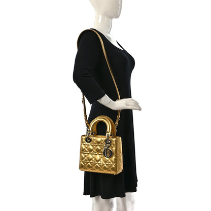 Christian Dior Metallic Grained Calfskin Cannage Small Lucky Badges My Lady Dior Gold 2 of 11
