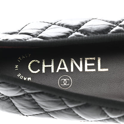 Chanel Aged Calfskin Quilted Cap Toe Ballerina Flats 40 Black 7 of 9