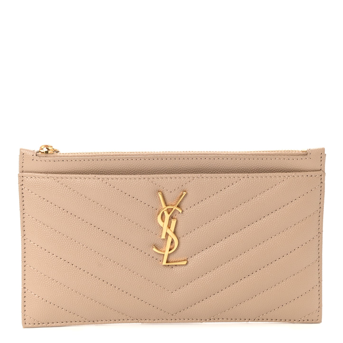 Grain De Poudre Chevron Monogram Bill Pouch Dark Beige