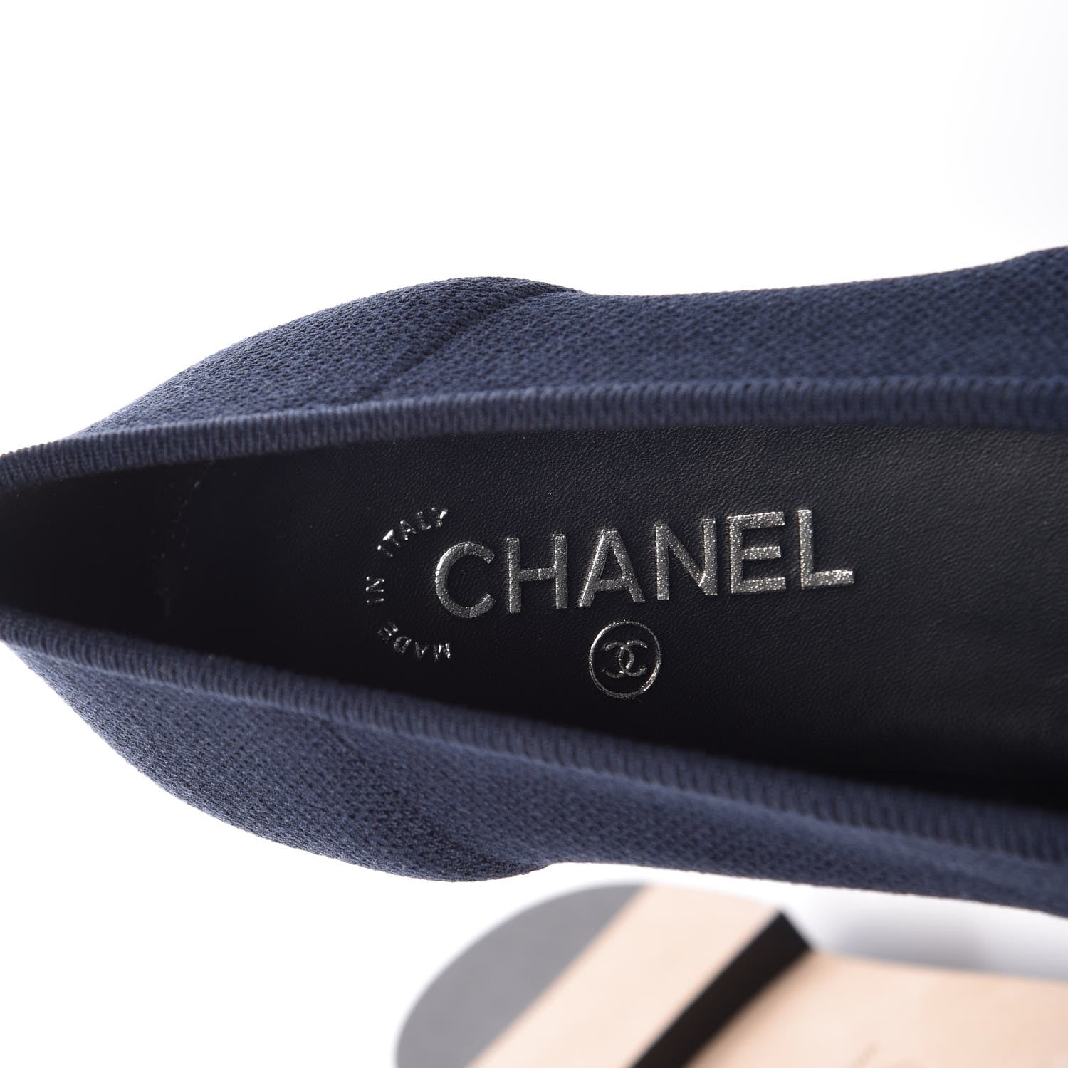 Chanel Fabric Grosgrain Cap Toe Ballerina Flats 40 Navy Black 6 of 8