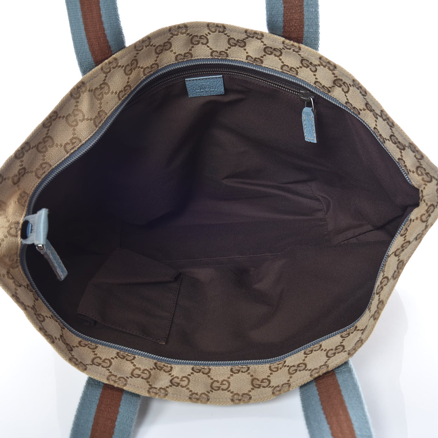 GG Monogram Medium Web Handle Bucket Tote Blue