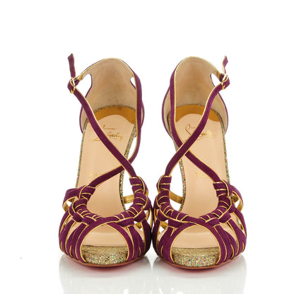 Christian Louboutin Suede Glitter 8 Mignons 120 Heels 39 Amethyst 2 of 7