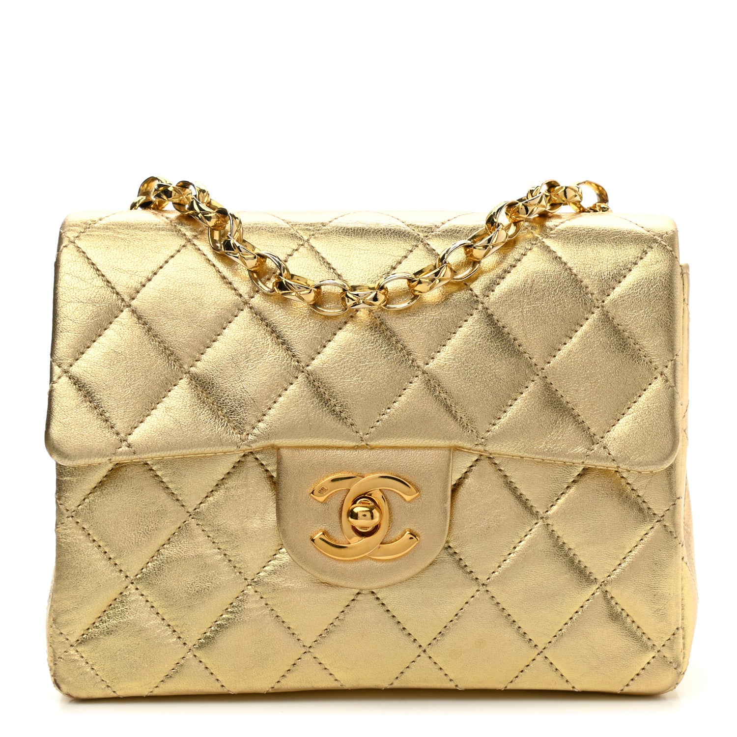 Chanel Metallic Lambskin Quilted Mini Square Flap Gold 1 of 12