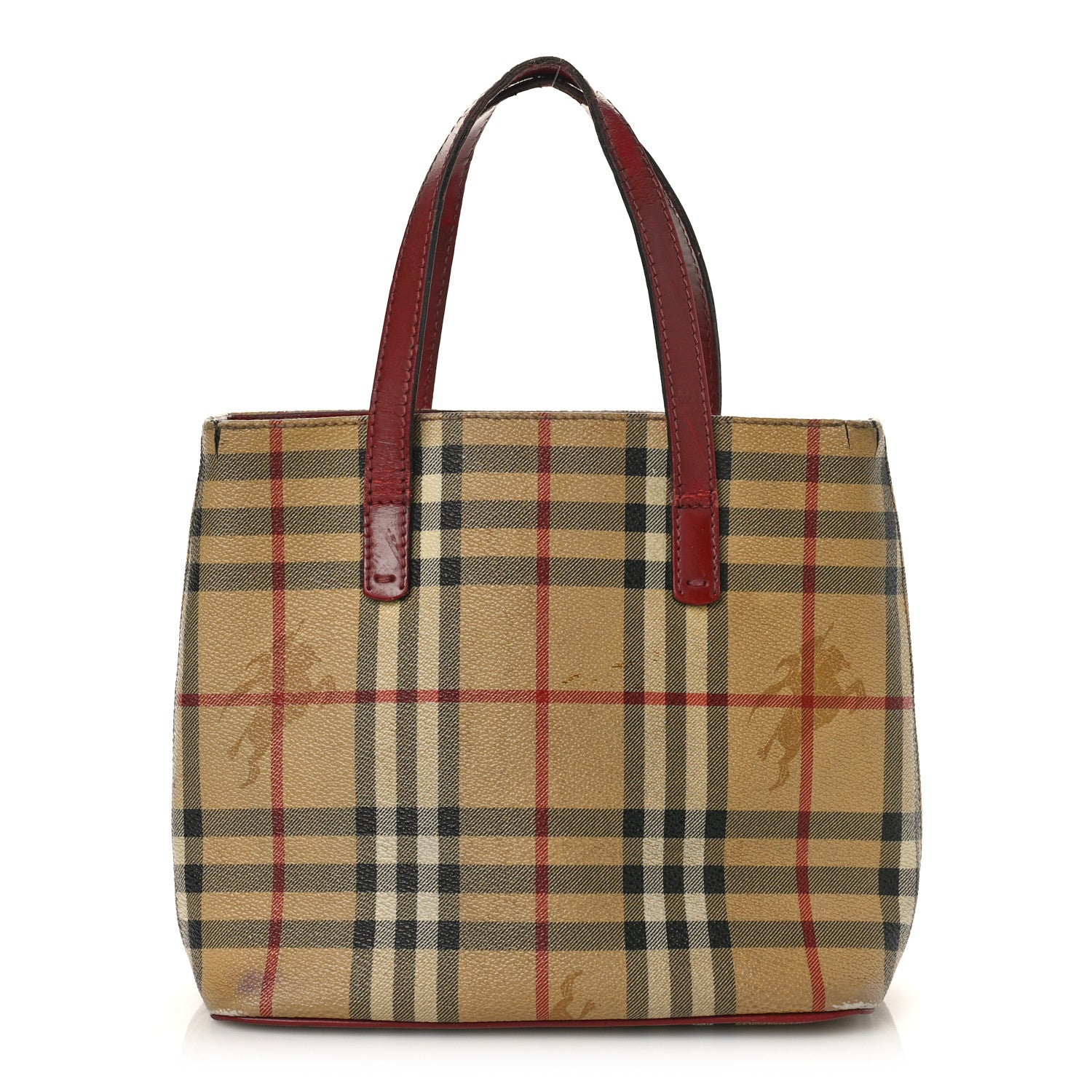 Burberry Haymarket Check Small Tote Red 1 of 20