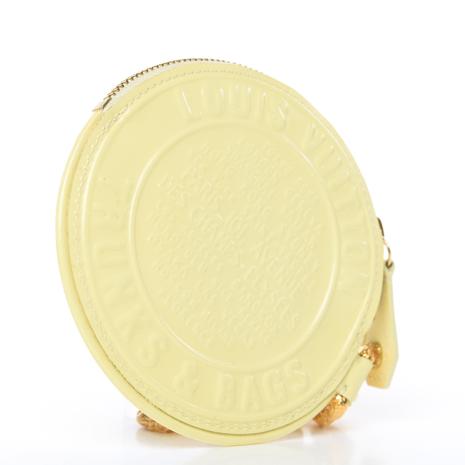 Louis Vuitton Vernis Trunks and Bags Porte-Monnaie Round Coin Purse Citrine 3 of 10