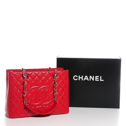 Chanel Caviar Quilted Grand Shopping Tote GST Red 7 of 7