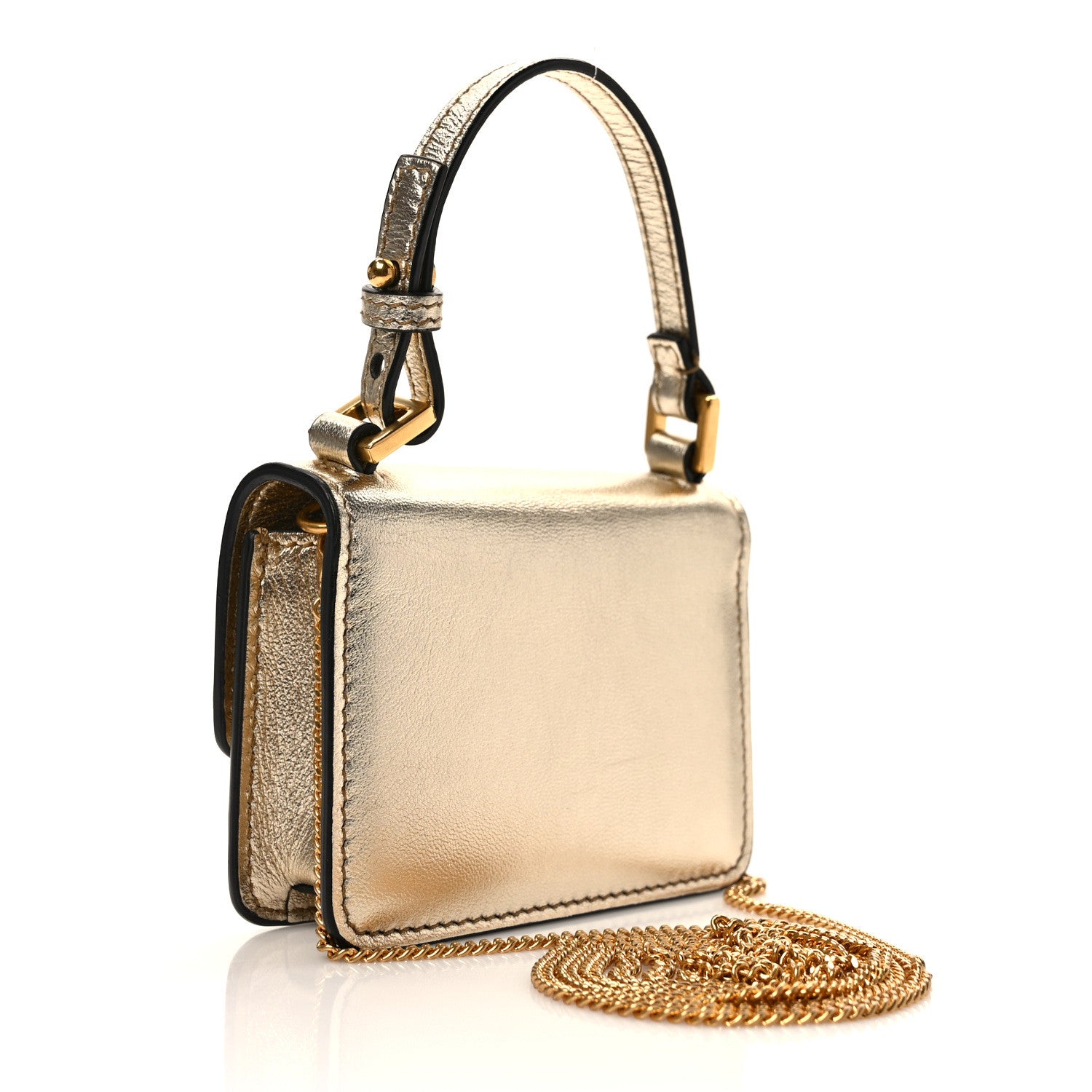 Valentino Garavani Metallic Calfskin Micro VSling Shoulder Bag Sahara 3 of 9