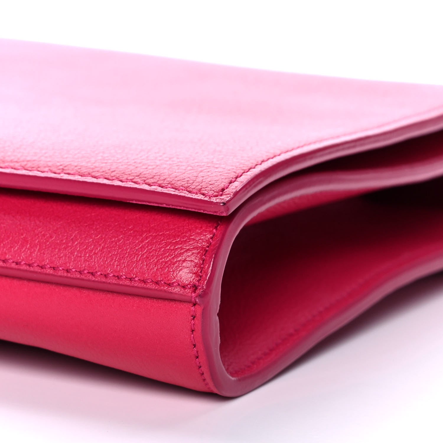 Saint Laurent Calfskin Monogram Large Belle De Jour Clutch Lipstick Fuchsia 9 of 13