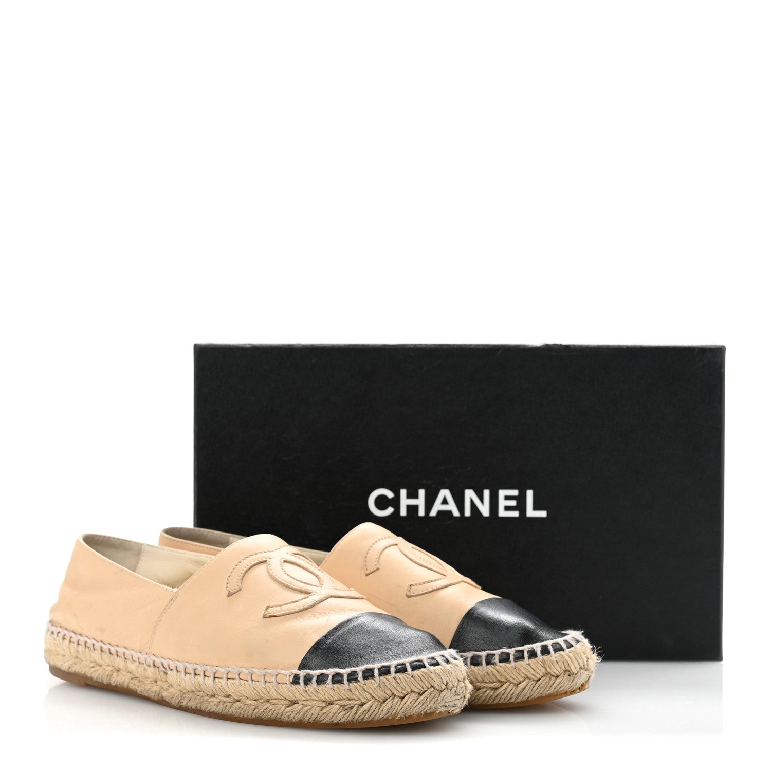 Chanel Lambskin CC Espadrilles 39 Beige Black 11 of 11