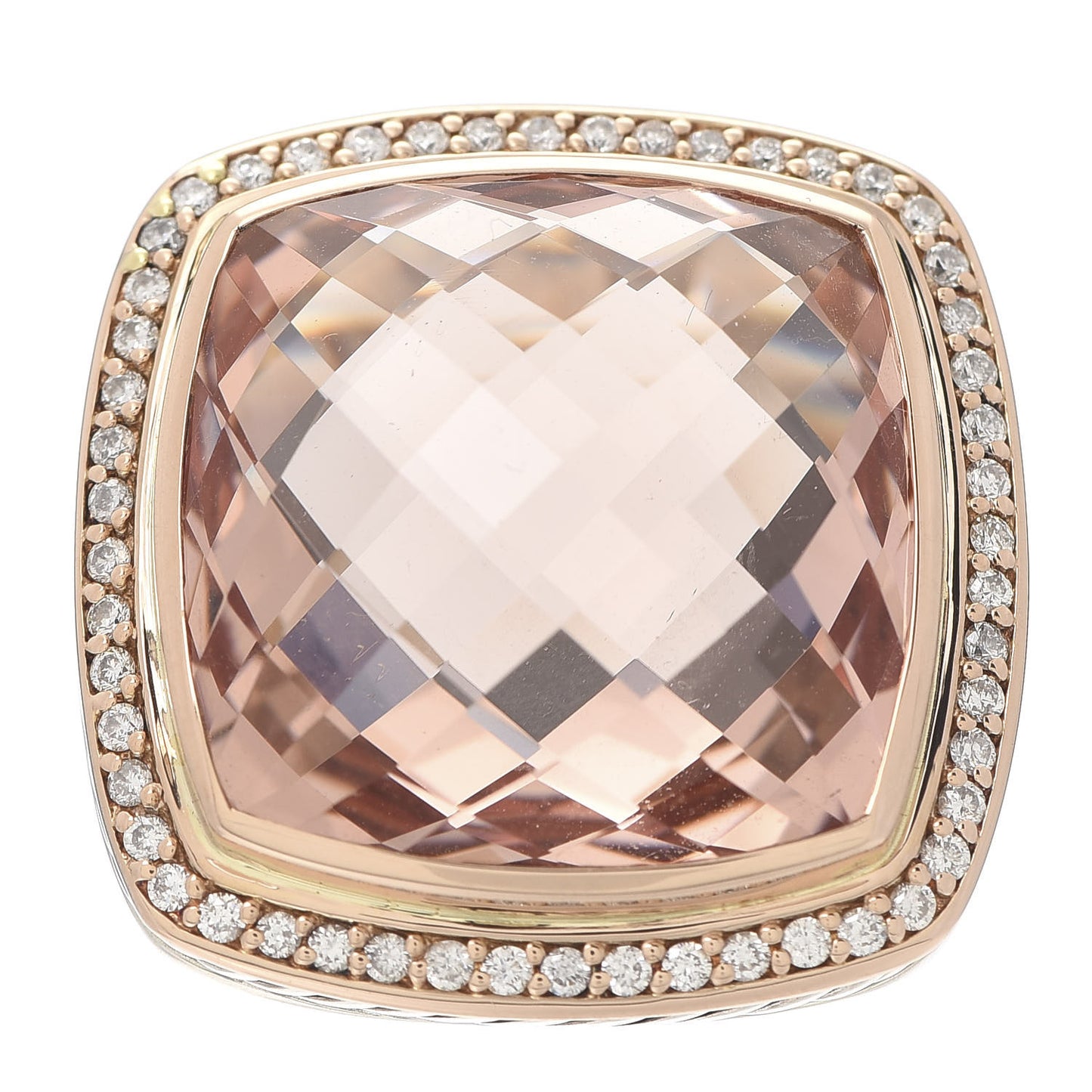 Sterling Silver 18K Rose Gold Diamond Morganite 20mm Albion Statement Ring 50 5.25