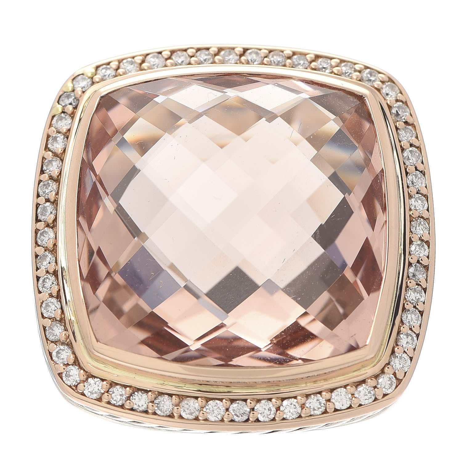 David Yurman Sterling Silver 18K Rose Gold Diamond Morganite 20mm Albion Statement Ring 50 5.25 1 of 5