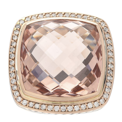 David Yurman Sterling Silver 18K Rose Gold Diamond Morganite 20mm Albion Statement Ring 50 5.25 1 of 5