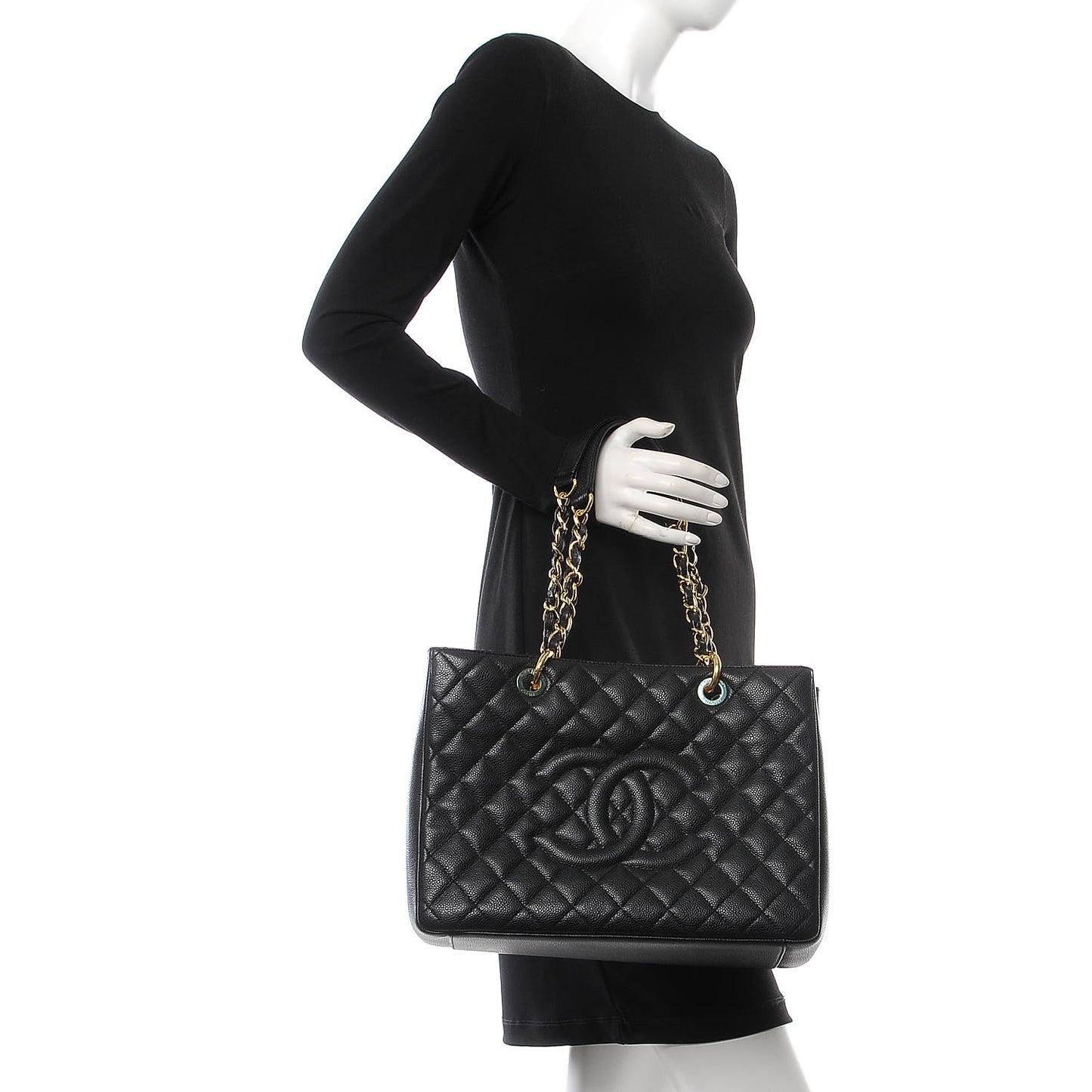 Caviar Quilted Grand Shopping Tote GST Black