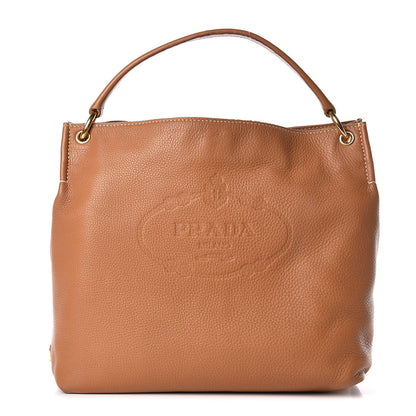 Prada Vitello Daino Logo Hobo Cuoio 1 of 16