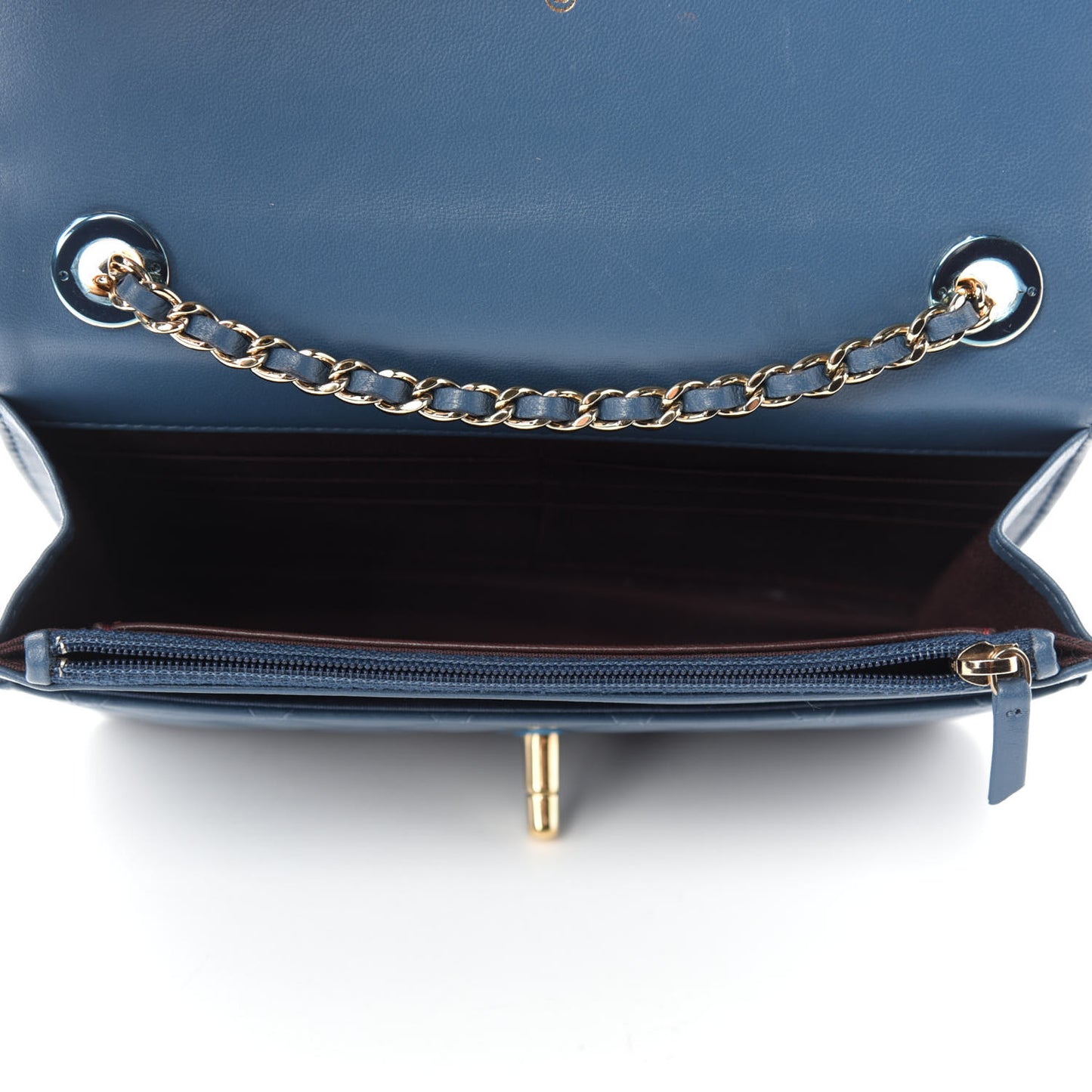 Lambskin Quilted Trendy CC Wallet On Chain WOC Blue