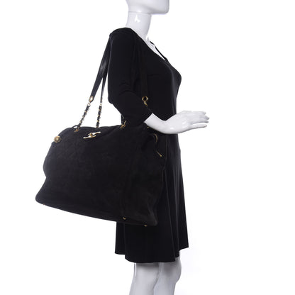 Chanel Suede Quilted XL Weekender Bag Black 2 of 15