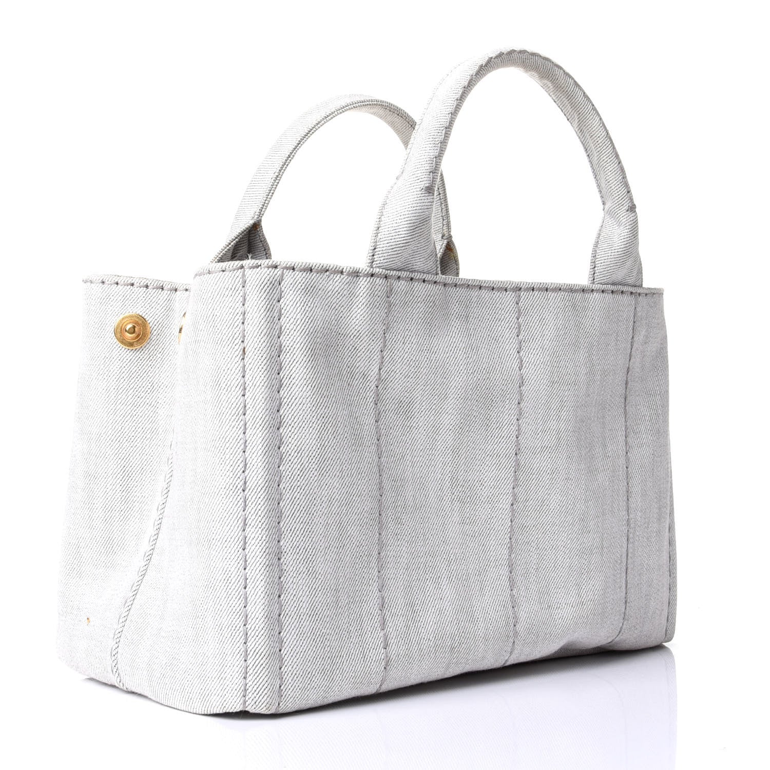 Prada Denim Small Logo Tote Bianco 2 of 5