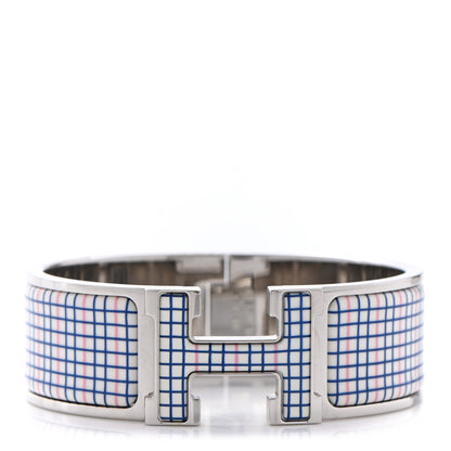 Hermes Enamel Wide Clic Clac H Tartan Bracelet PM Pink Delirium 1 of 5