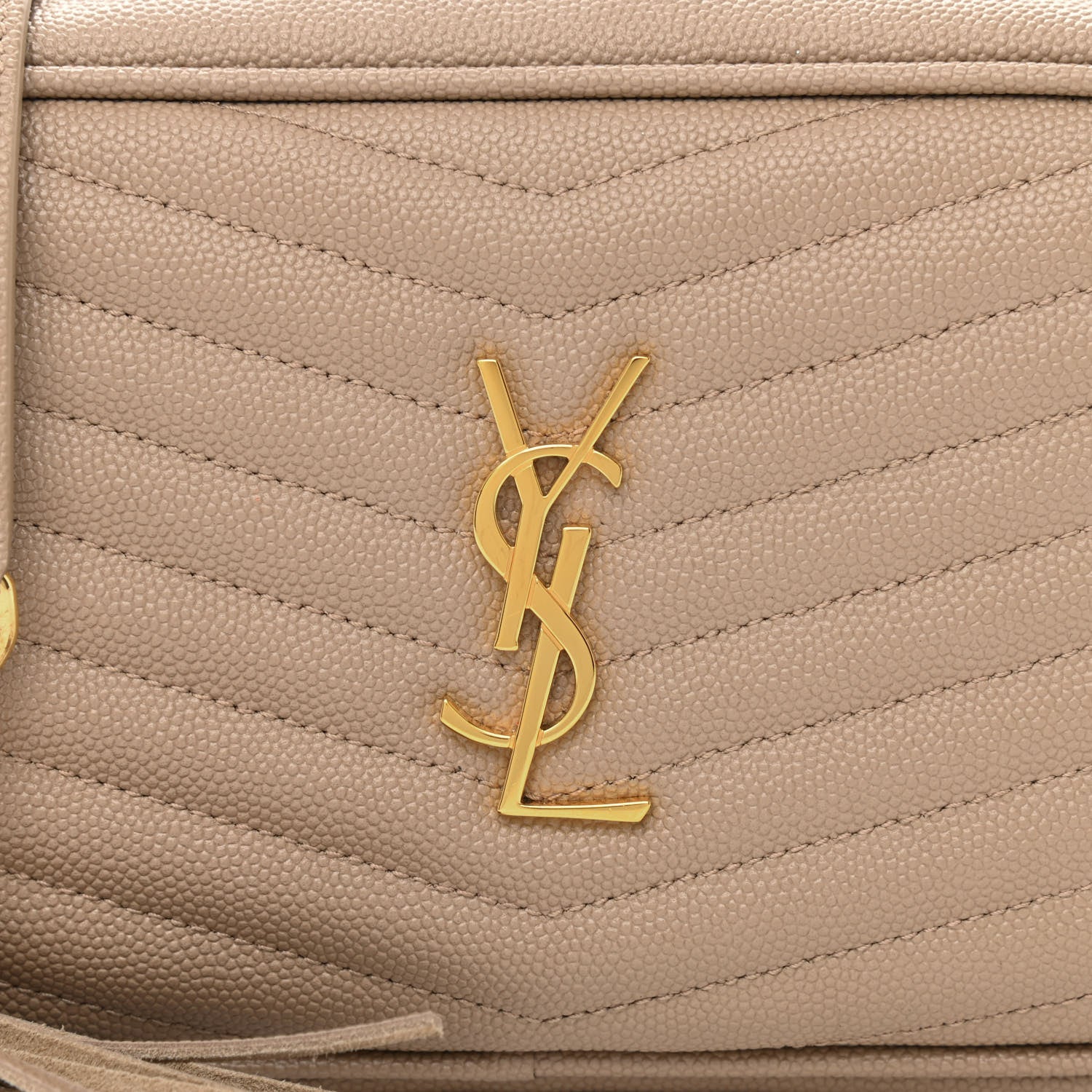 Saint Laurent Grain De Poudre Matelasse Monogram Mini Lou Camera Bag Dark Beige 8 of 10