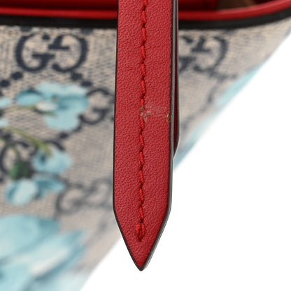 Gucci GG Supreme Monogram Blooms Medium Zippered Bucket Tote Beige Blue Navy Hibiscus Red 12 of 12