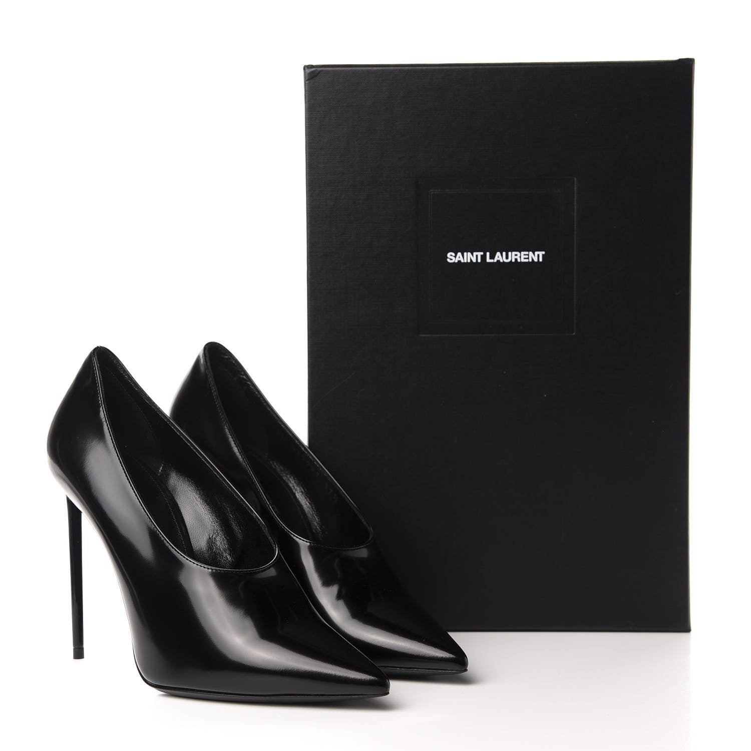 Saint Laurent Patent Calfskin Teddy High Vamp 105 Pumps 37.5 Black 10 of 10