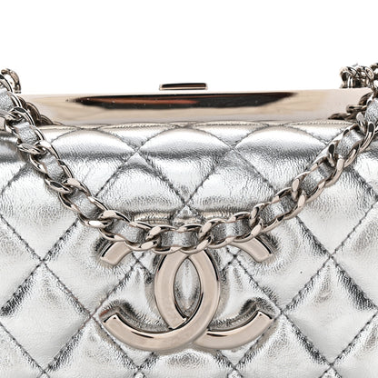 Chanel Metallic Calfskin Quilted Box Crossbody Silver 9 of 11