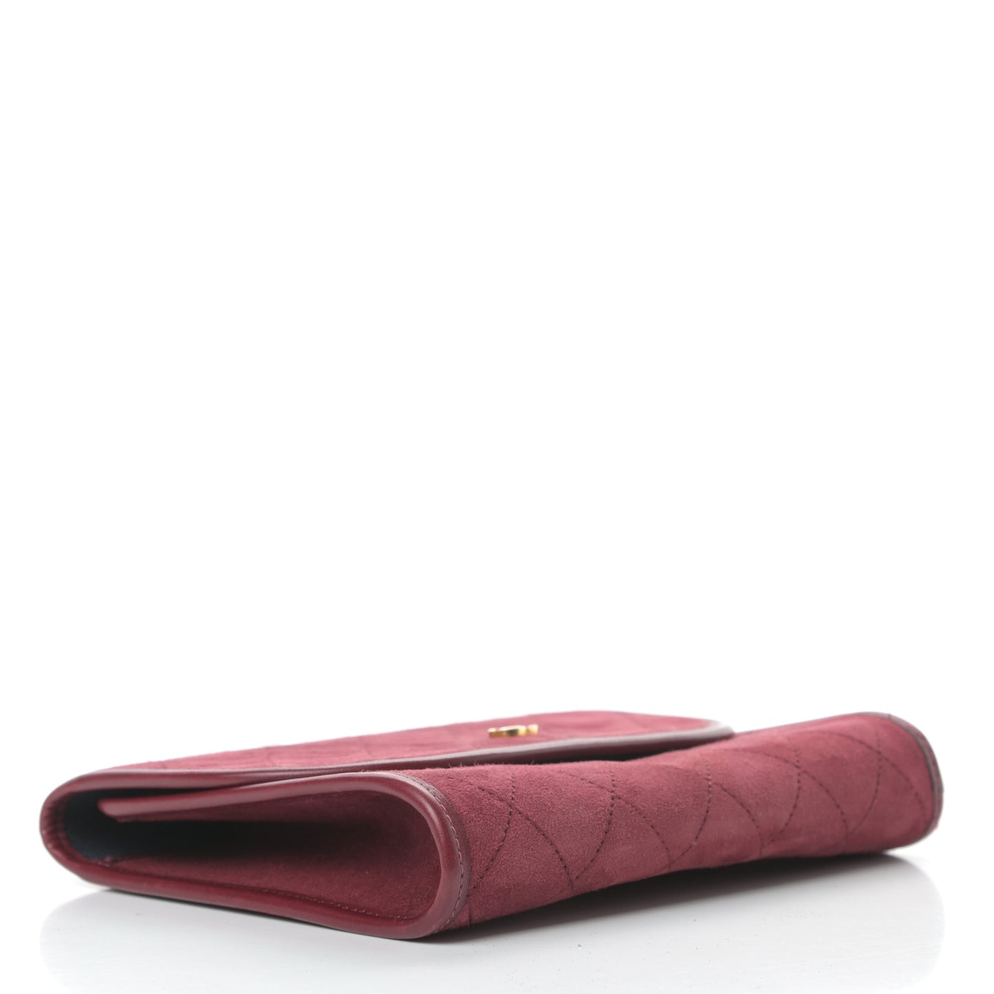 Suede Quilted Flap Clutch Red