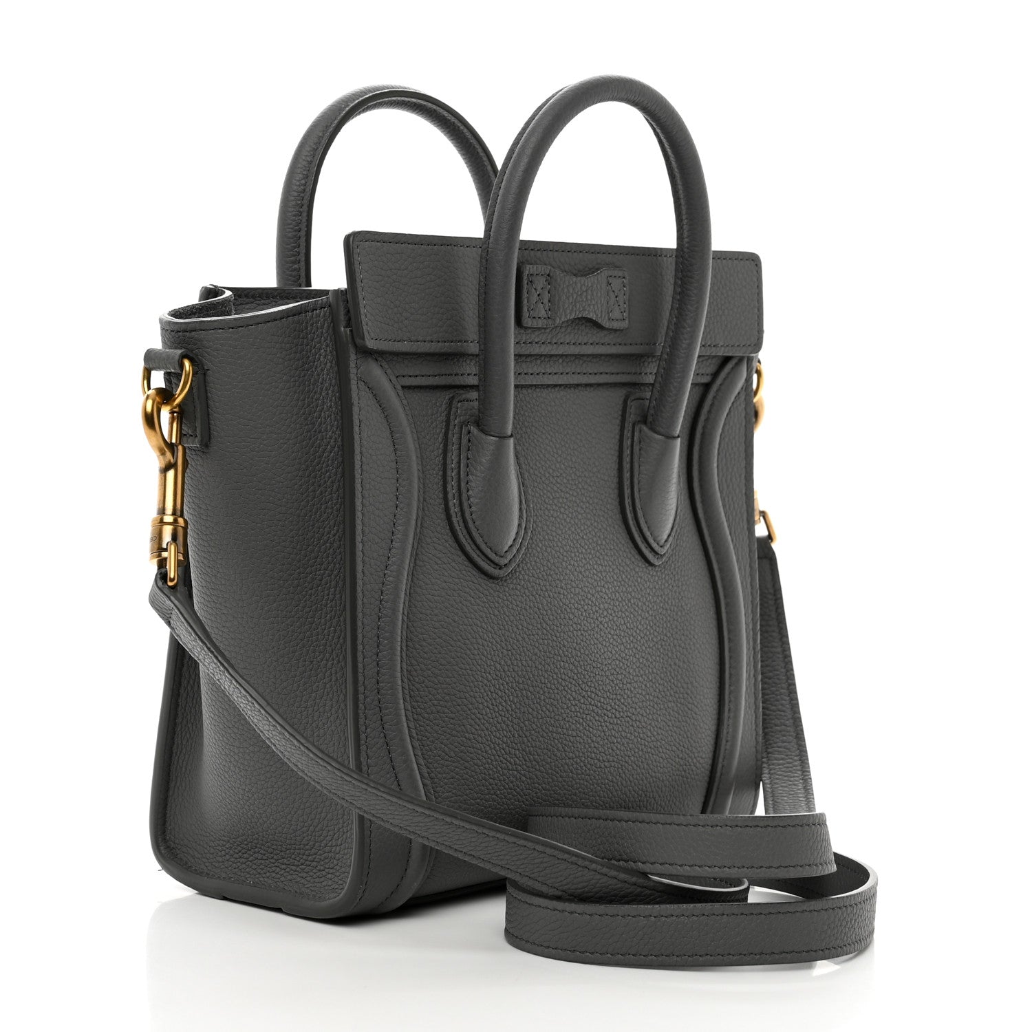 Celine Drummed Calfskin Nano Luggage Kohl 3 of 10