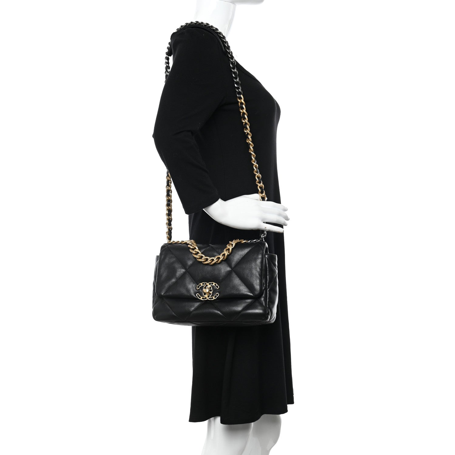 Chanel Goatskin Quilted Medium Chanel 19 Flap Black 2 of 12