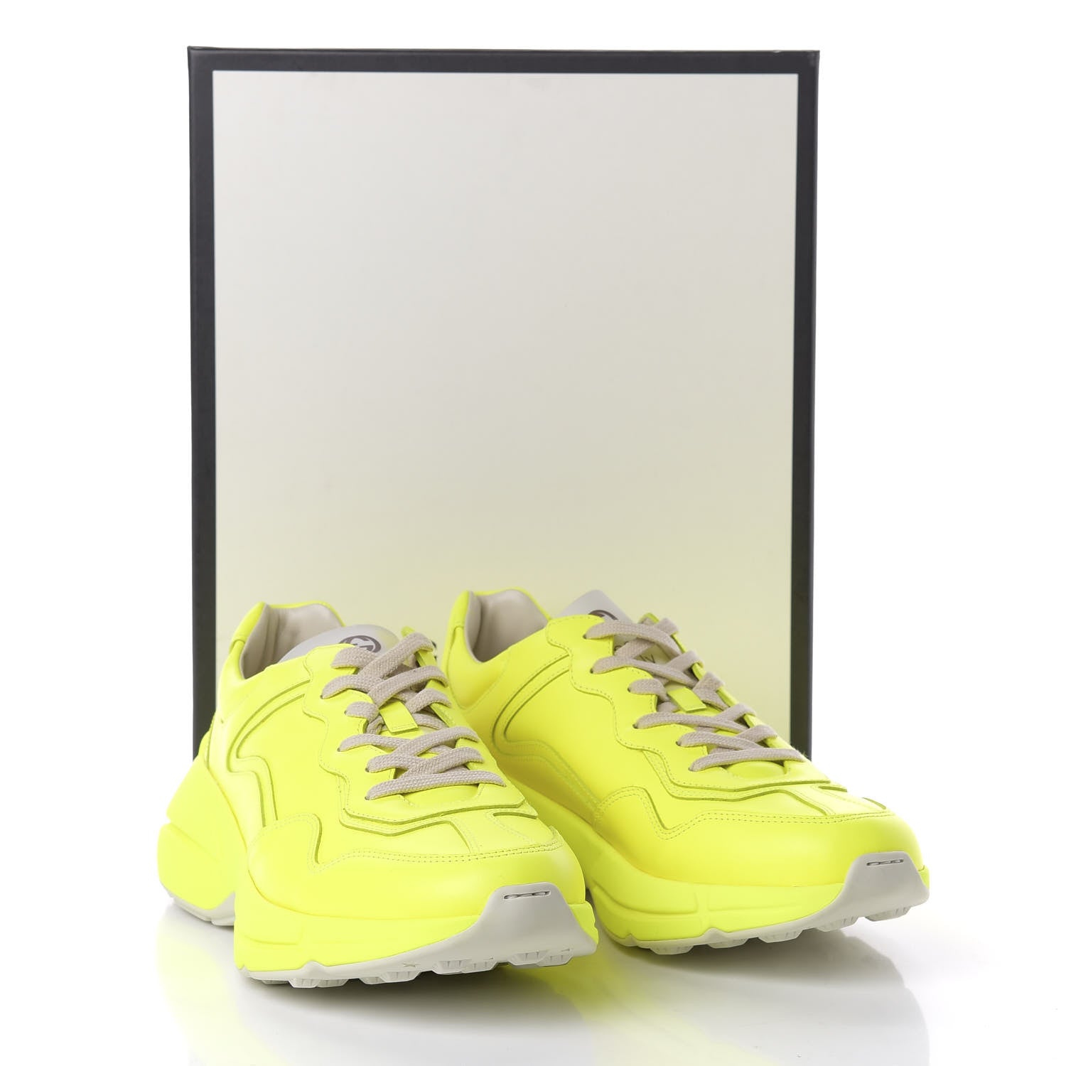 Gucci Calfskin Mens Rhyton Sneakers 9.5 Yellow Fluo 9 of 9
