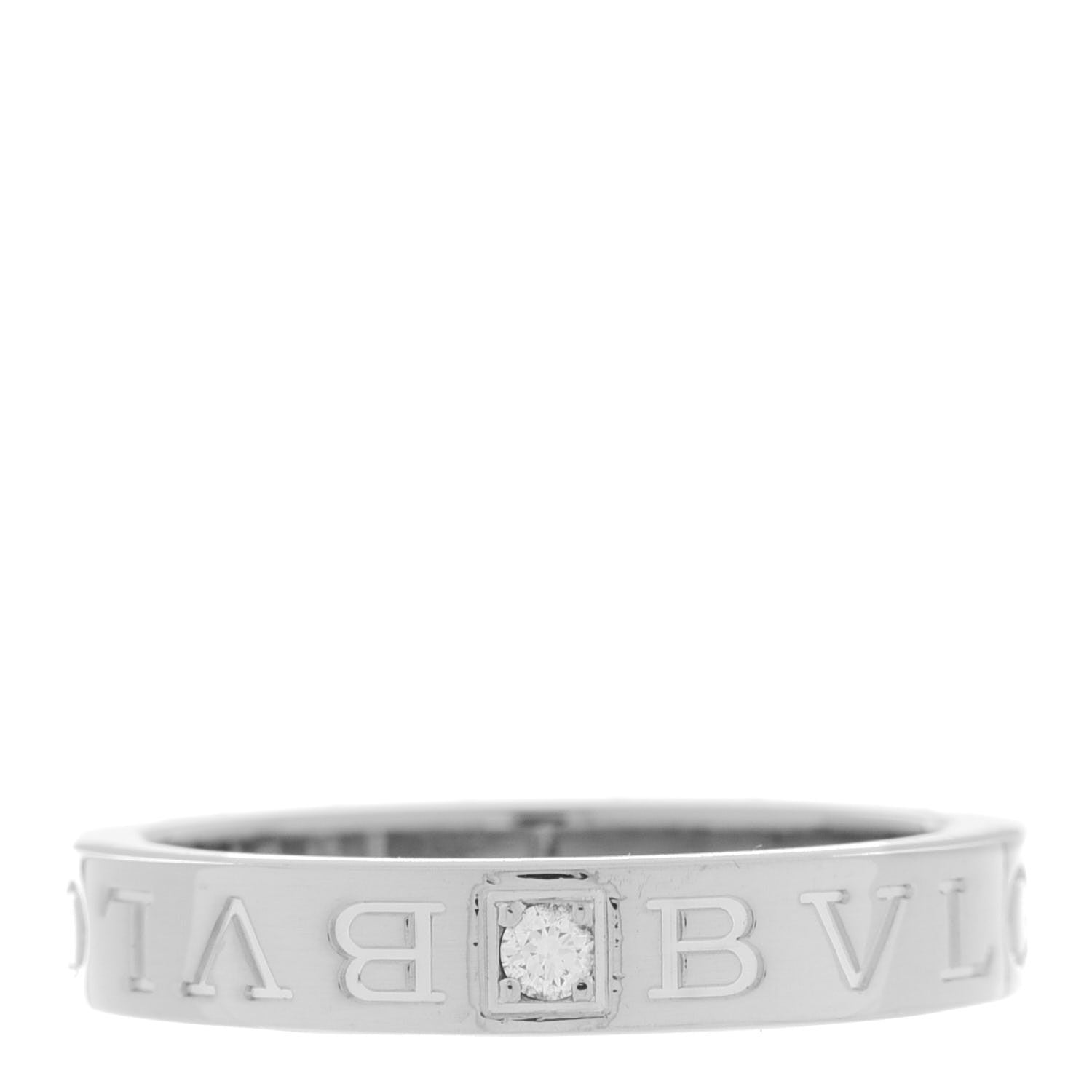 Bulgari 18K White Gold Diamond B.Zero1 Essential Band Ring 58 8.25 1 of 5