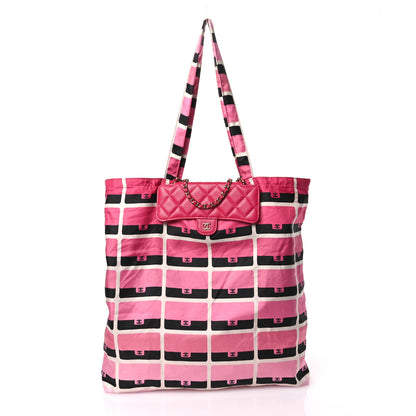 Chanel Caviar Fabric Quilted Foldable Tote With Chain Pink Multicolor 3 of 17