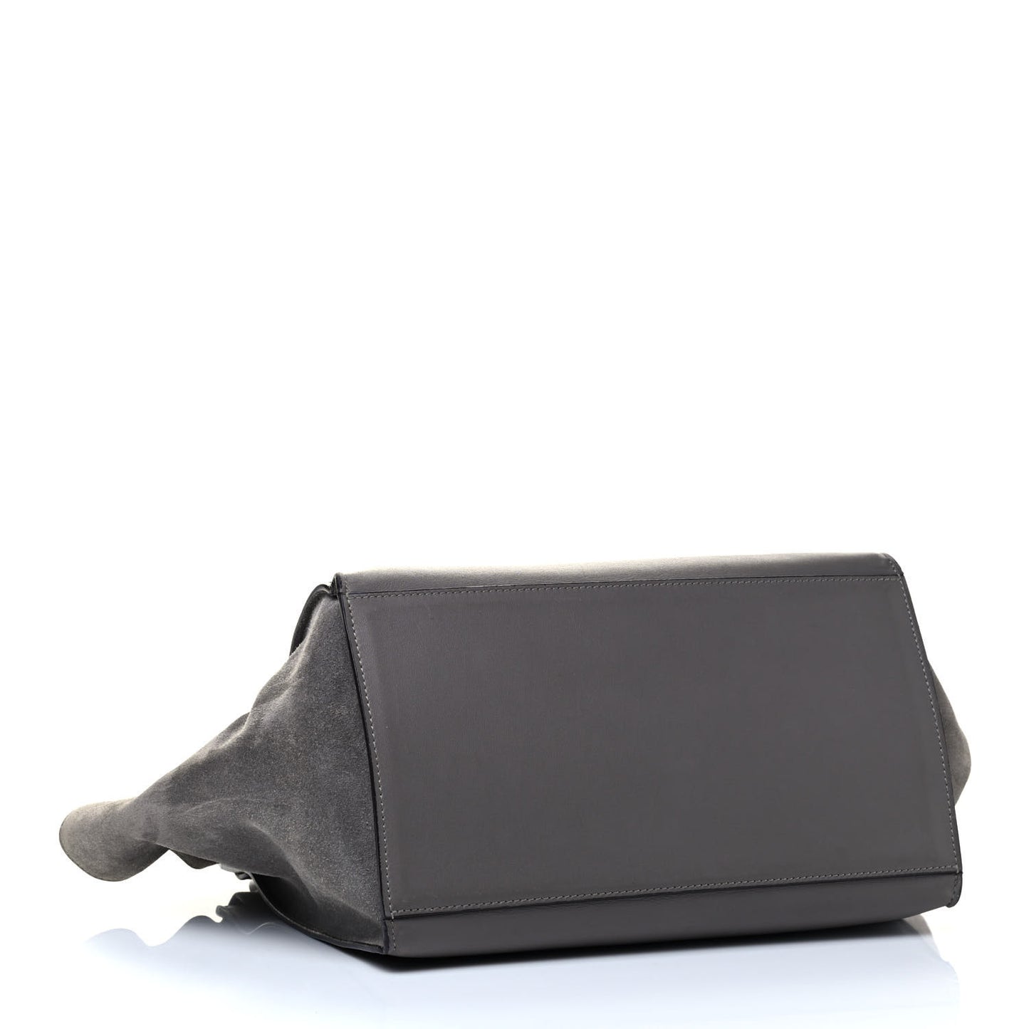 Crocodile Embossed Calfskin Suede Medium Trapeze Smoke