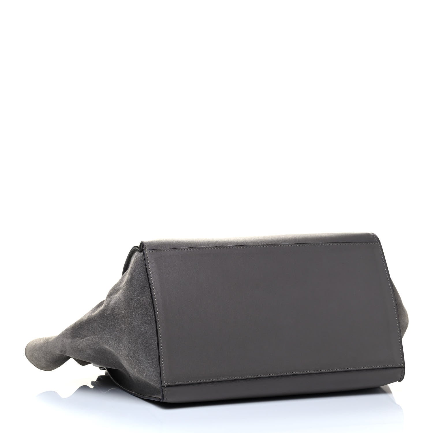 Celine Crocodile Embossed Calfskin Suede Medium Trapeze Smoke 3 of 4