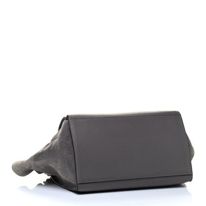 Celine Crocodile Embossed Calfskin Suede Medium Trapeze Smoke 3 of 4
