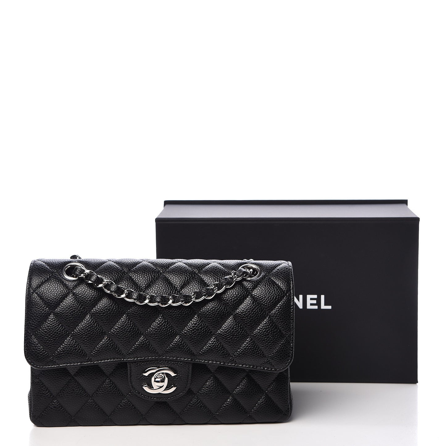Caviar Quilted Small Double Flap Black