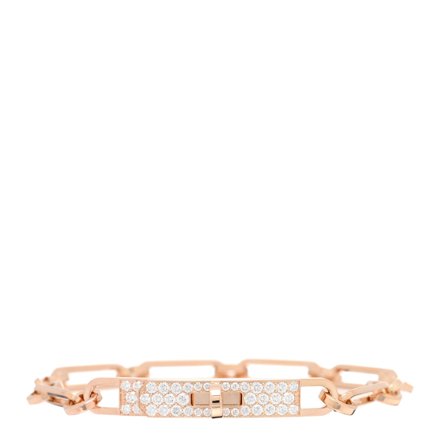 18K Rose Gold Diamond Pave PM Kelly Chaine Bracelet SH