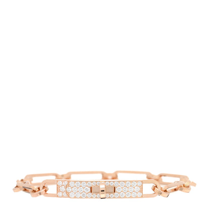 Hermes 18K Rose Gold Diamond Pave PM Kelly Chaine Bracelet SH 1 of 4