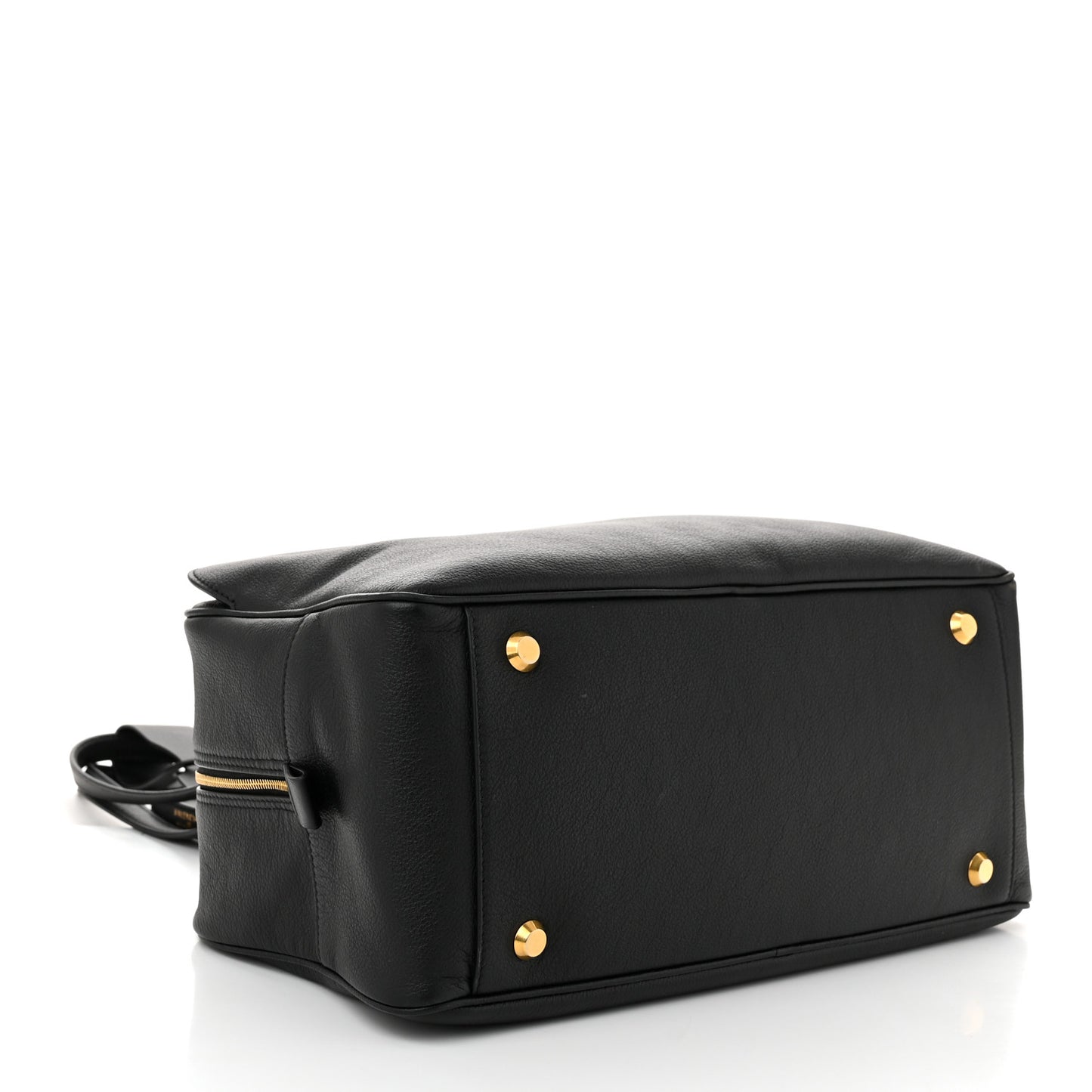 Grained Calfskin Medium Carrie Bowling Bag Black