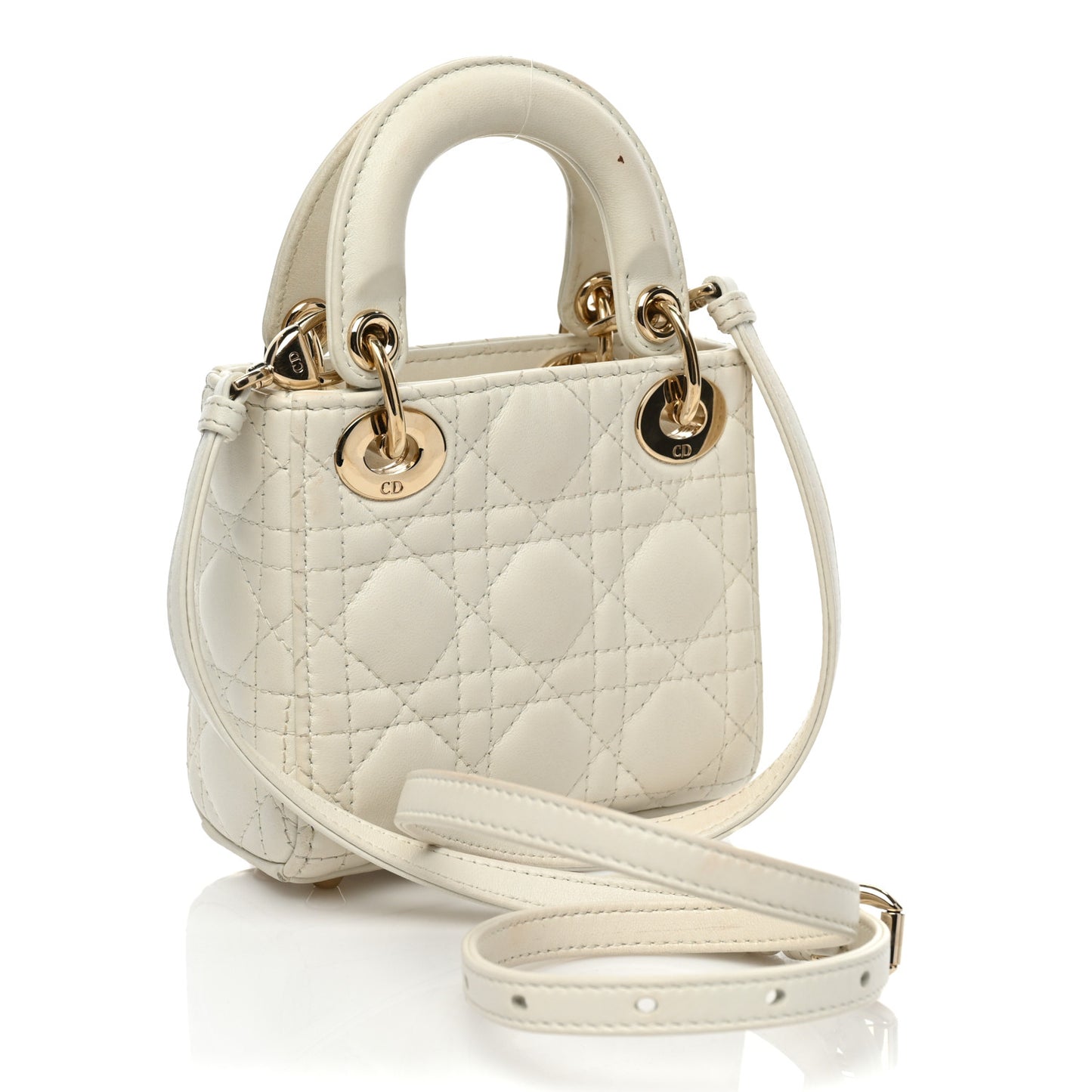 Lambskin Cannage Micro Lady Dior White