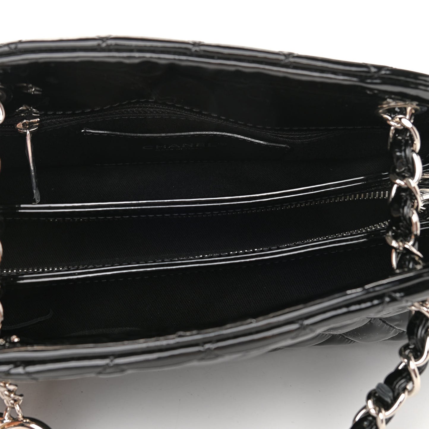 Patent Quilted Small Just Mademoiselle Bowling Bag Black