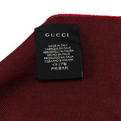 Gucci Wool Jacquard Monogram Fringe Scarf Graphite Red 3 of 3